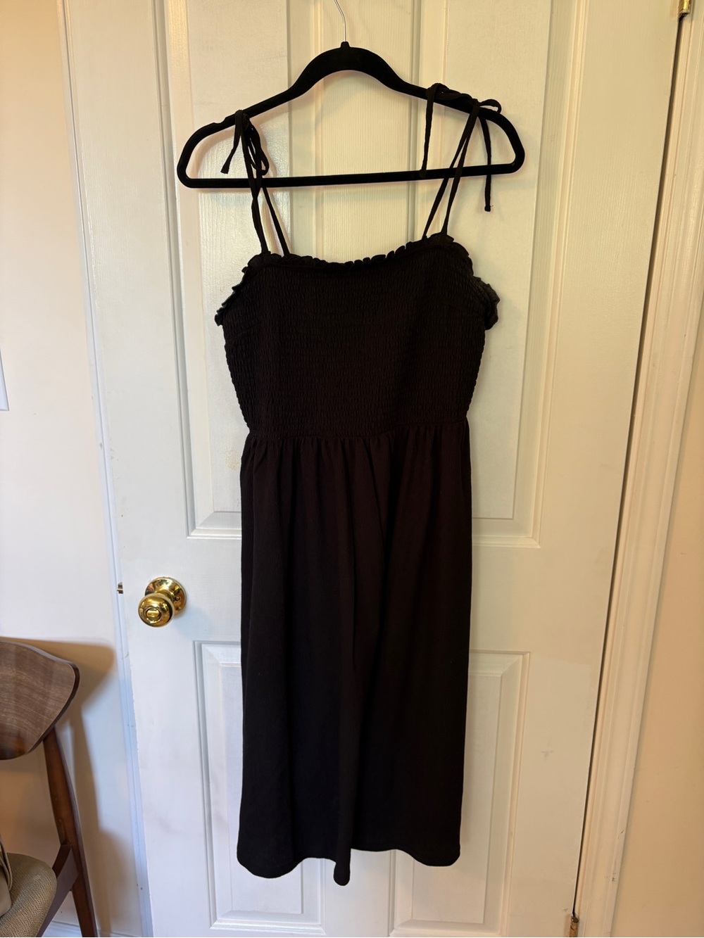 H&M Black Smocked Dress with Tie Straps
